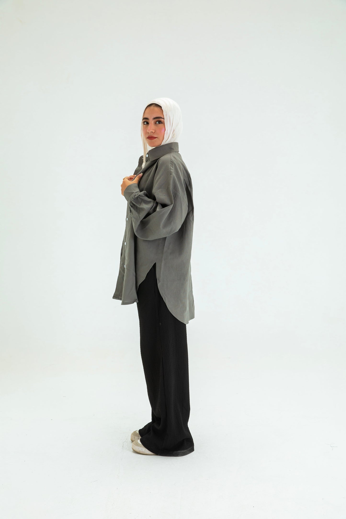 DARK GREY BUTTON SHIRT