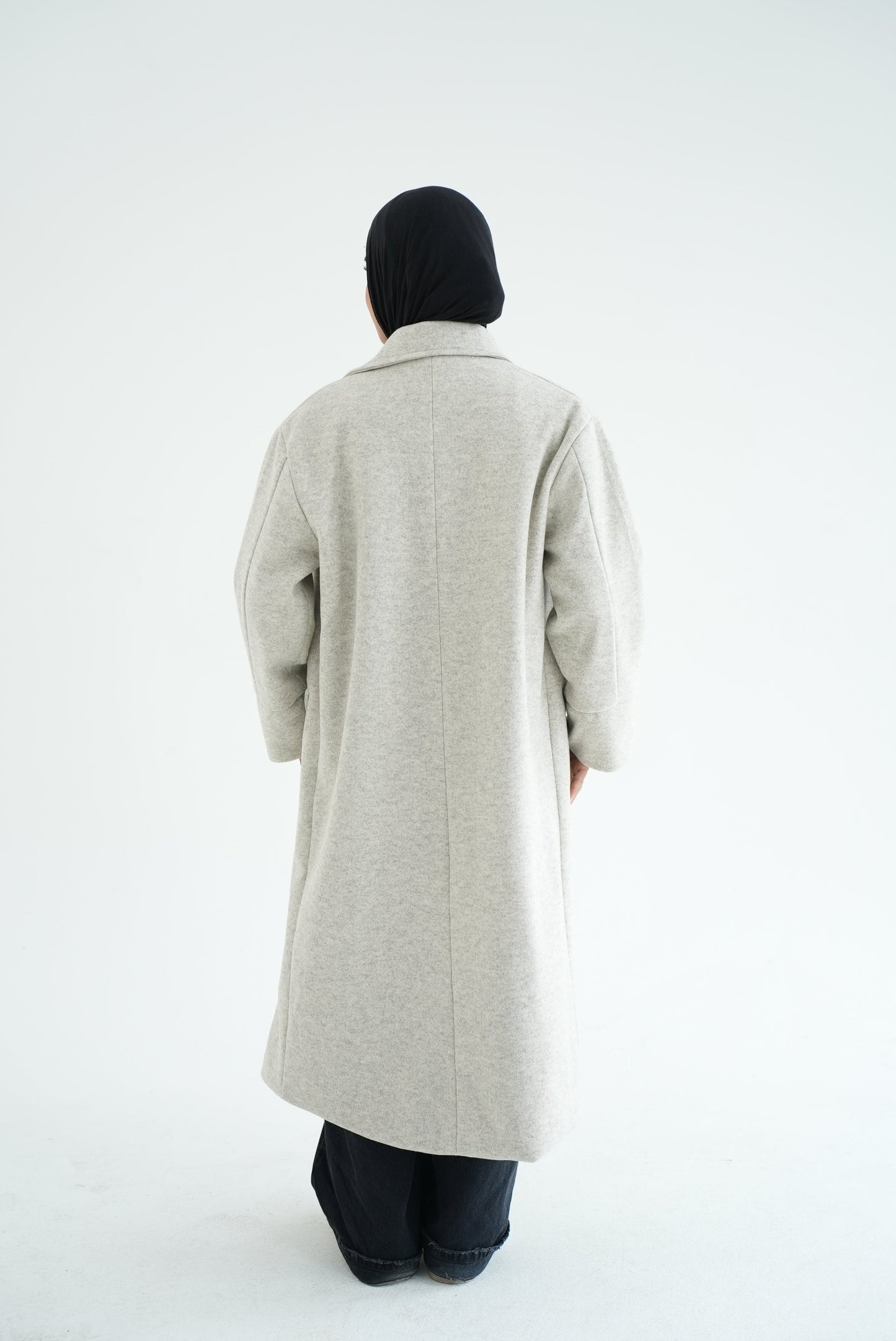 WOOL LONG COAT- GREY MELANGE