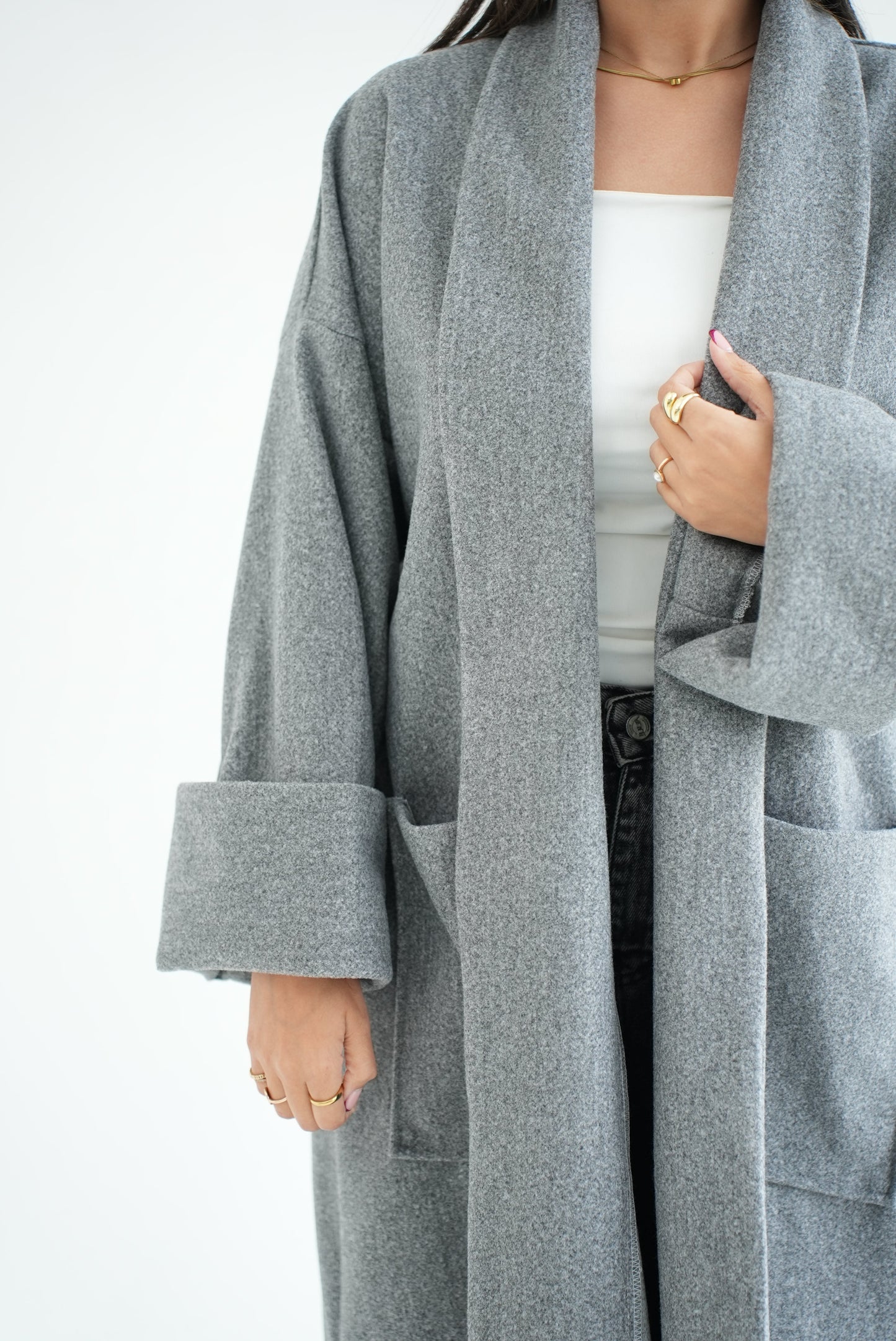 WOOL LONG COAT- GREY