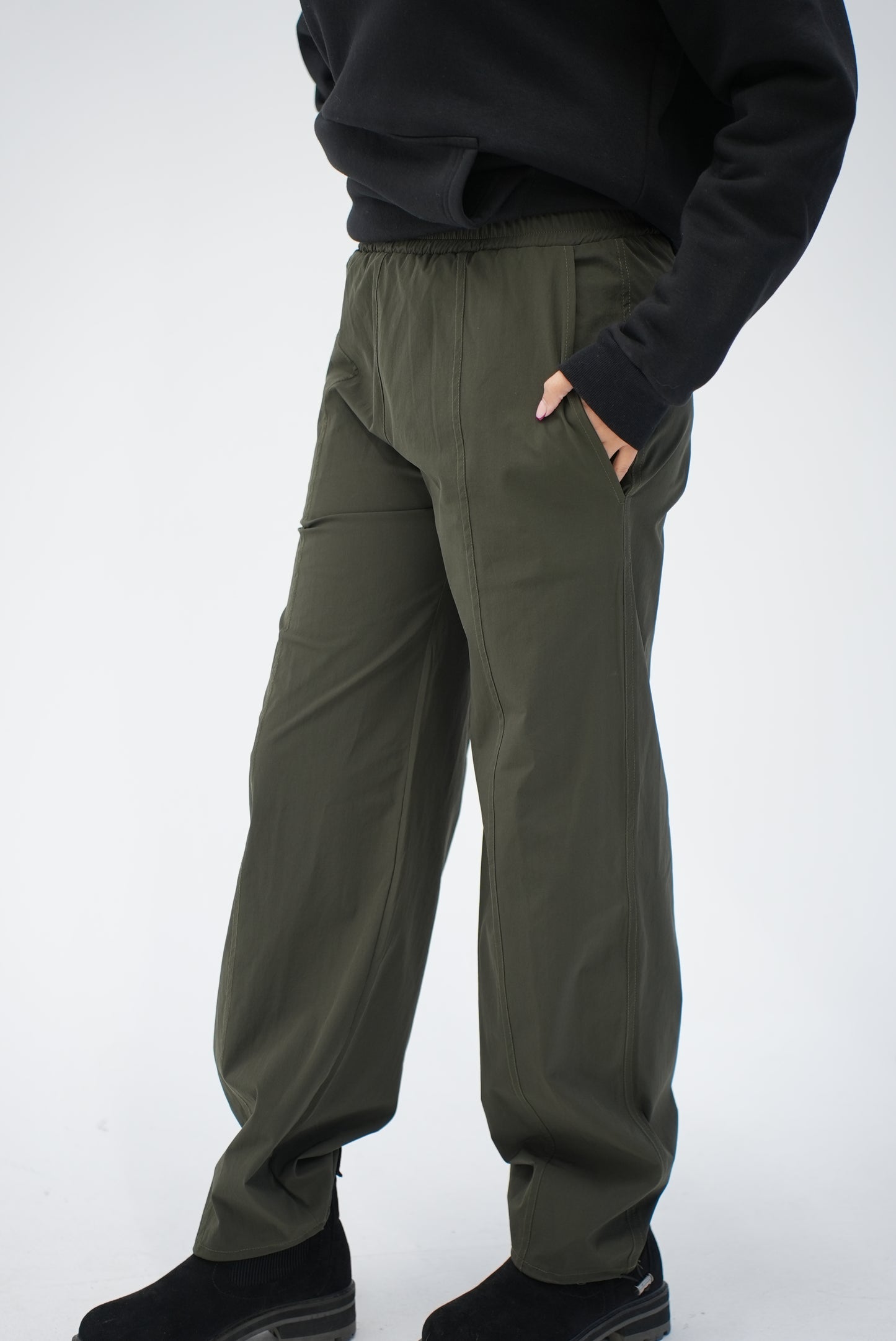 OLIVE GREEN WIDE LEG PANTS