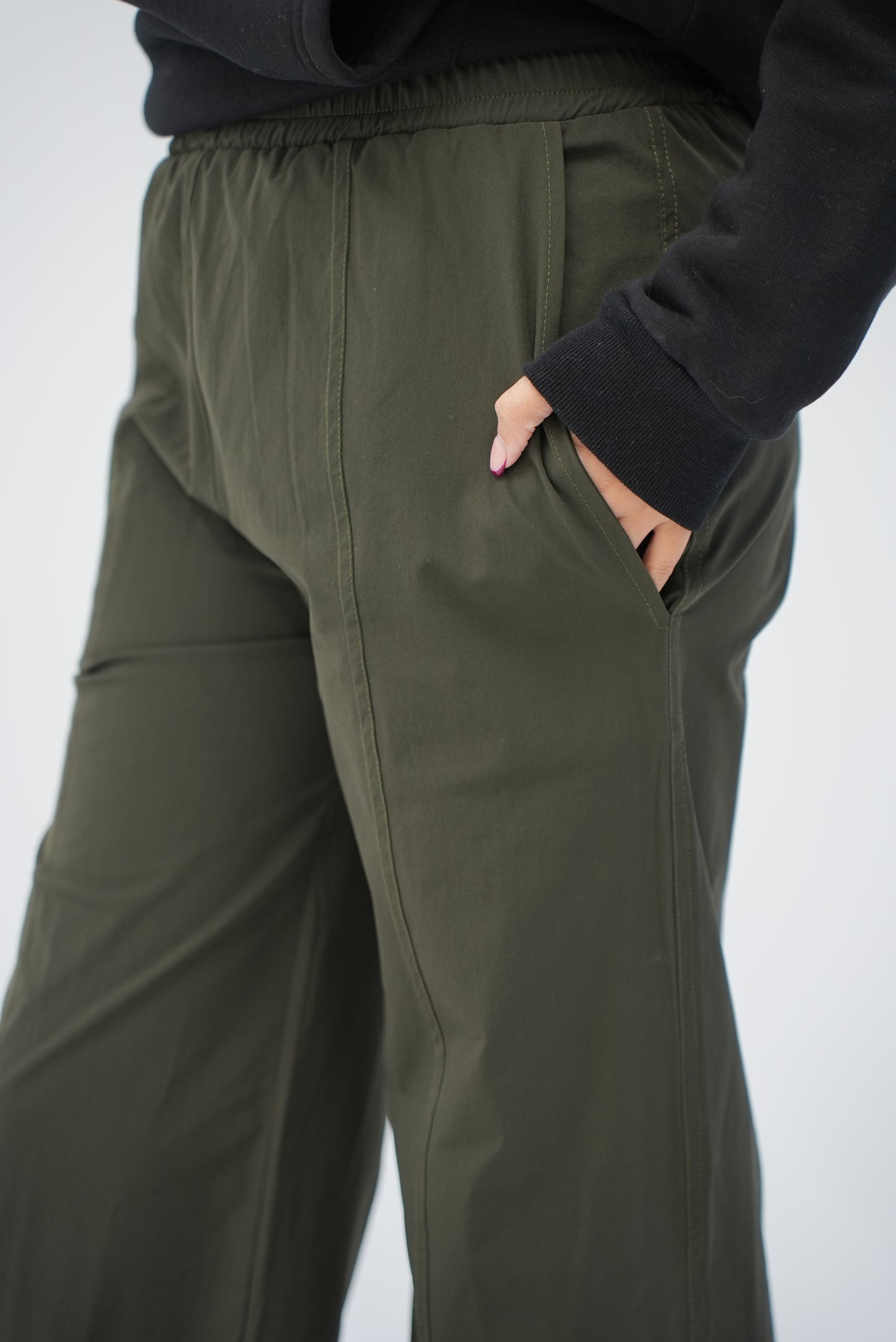 OLIVE GREEN WIDE LEG PANTS