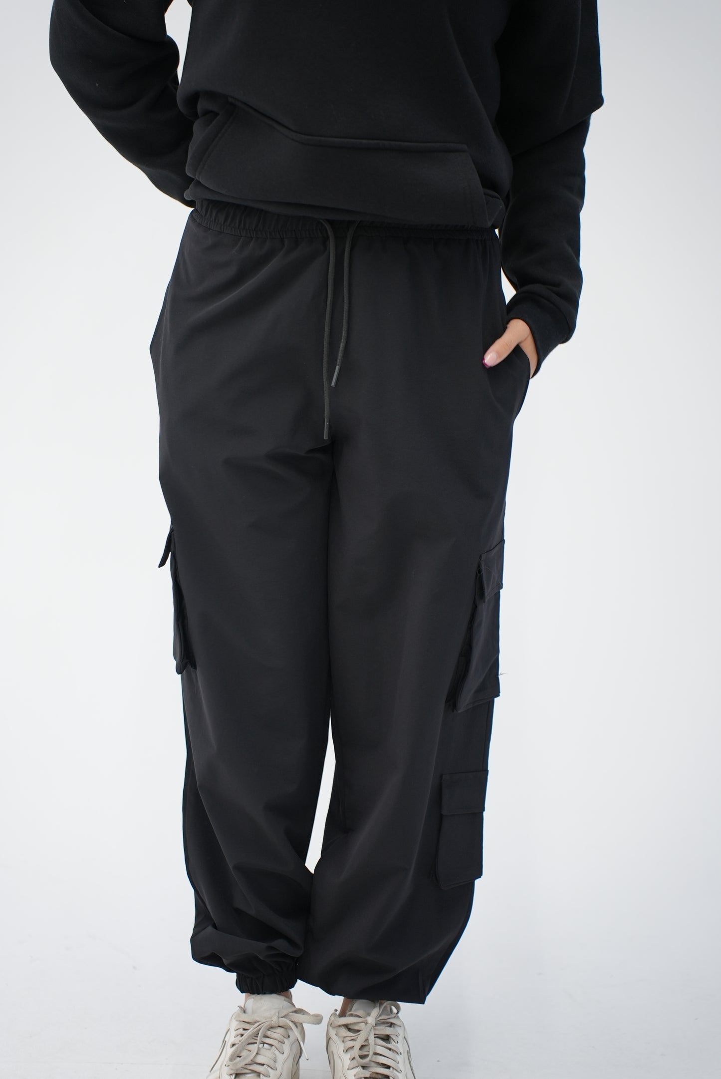 BLACK Cargo DOUBLE POCKET PANTS