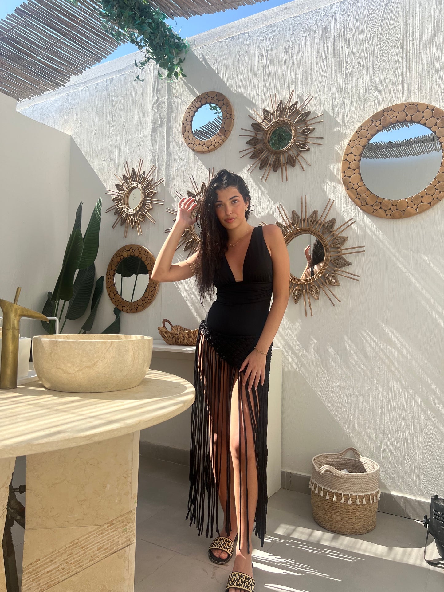 BOHO BEACH SKIRT BLACK