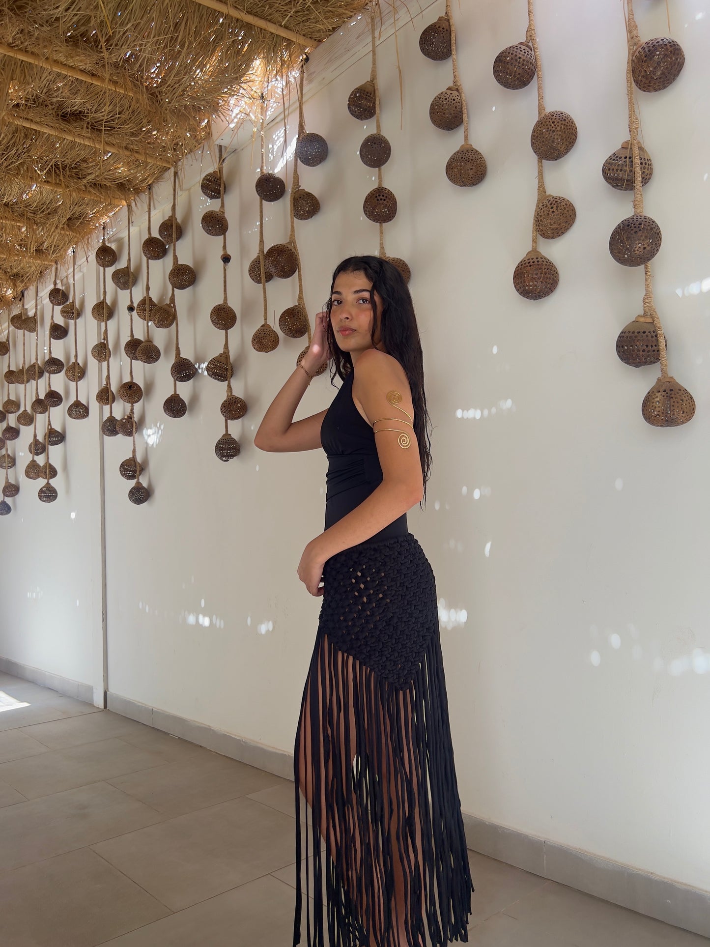 BOHO BEACH SKIRT BLACK