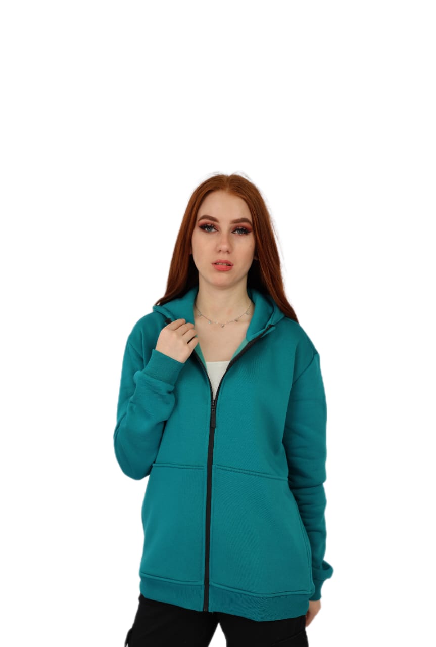 GREEN BRANDA HOODIES WITH ZIPPER