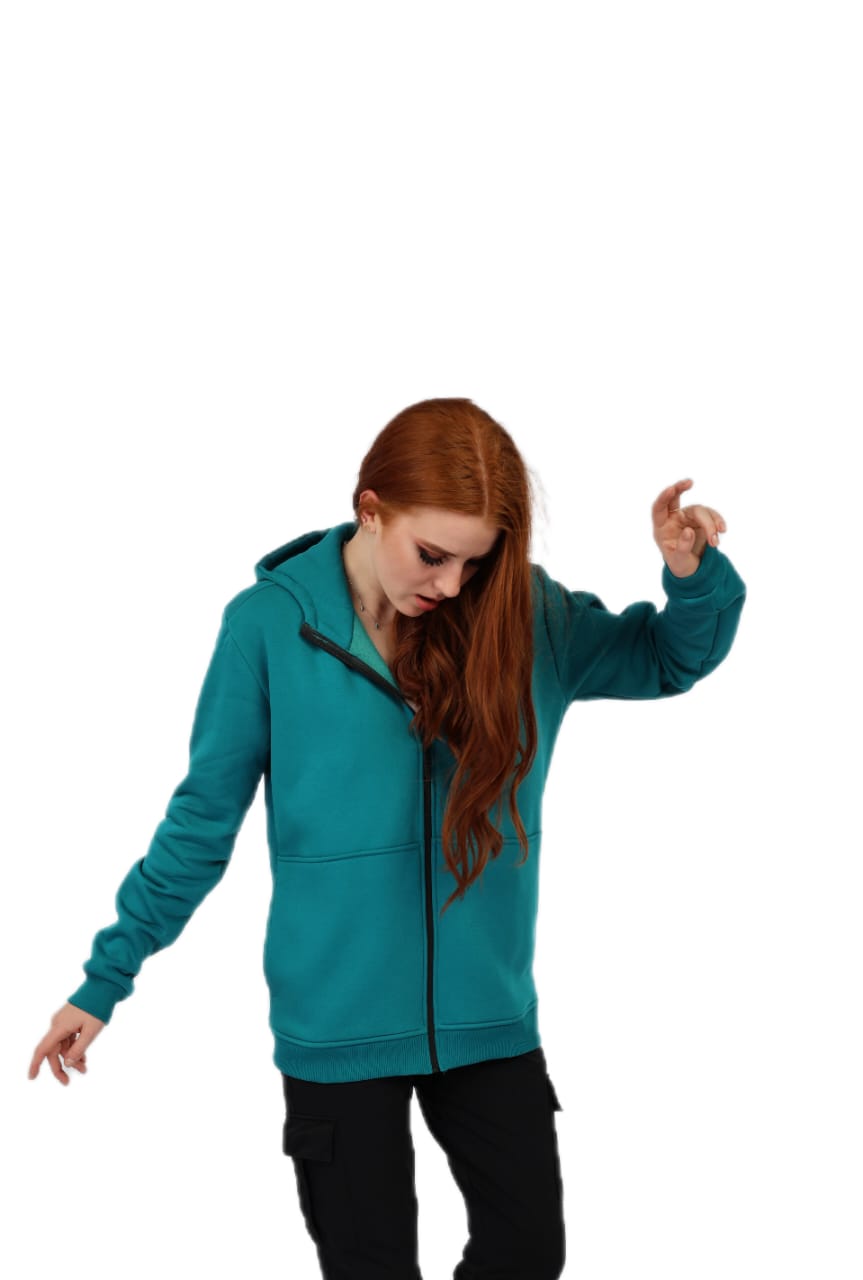GREEN BRANDA HOODIES WITH ZIPPER