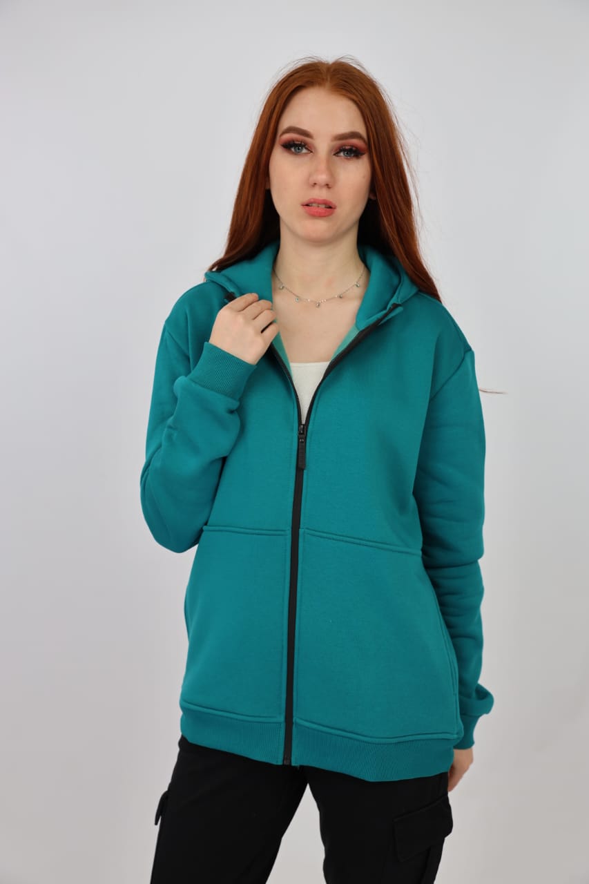 GREEN BRANDA HOODIES WITH ZIPPER