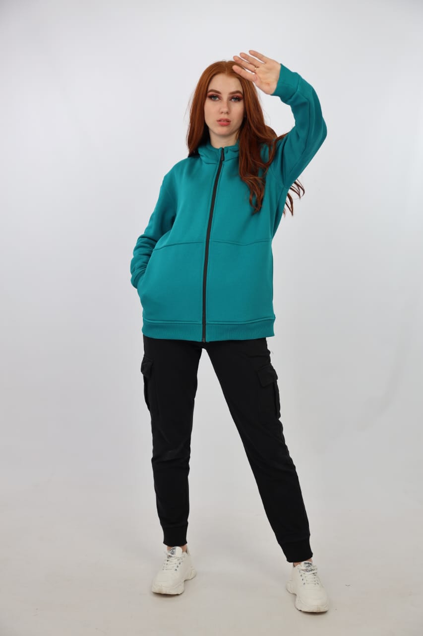 GREEN BRANDA HOODIES WITH ZIPPER