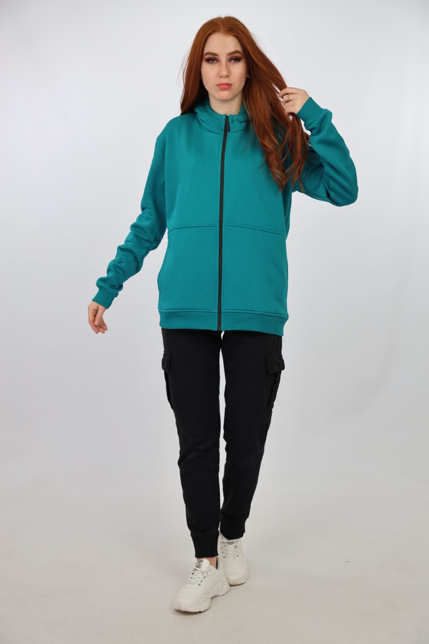 GREEN BRANDA HOODIES WITH ZIPPER
