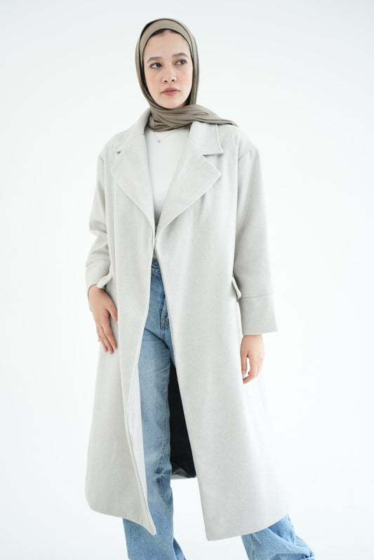 WOOL LONG COAT- LIGHT GREY