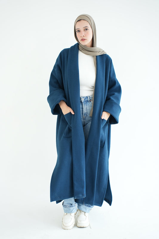 WOOL LONG COAT- NAVY