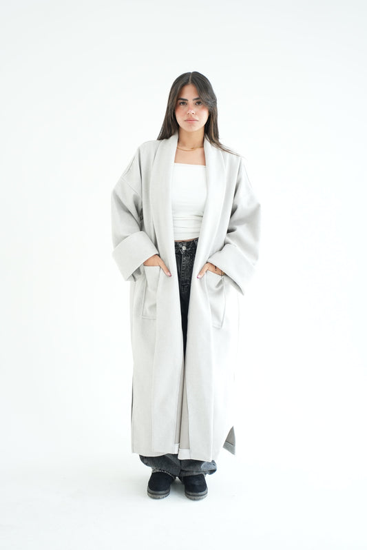 WOOL LONG COAT- LIGHT GREY