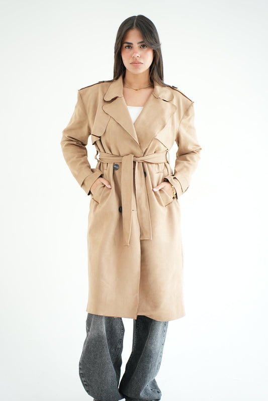 WOOL RIBBON COAT- BEIGE