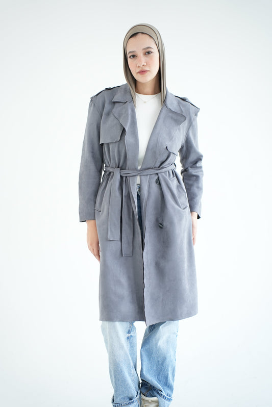 WOOL RIBBON COAT- GREY