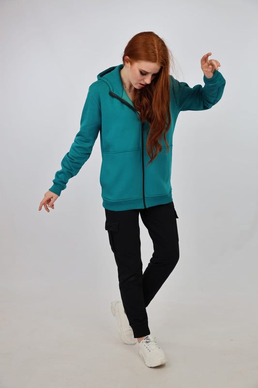 GREEN BRANDA HOODIES WITH ZIPPER